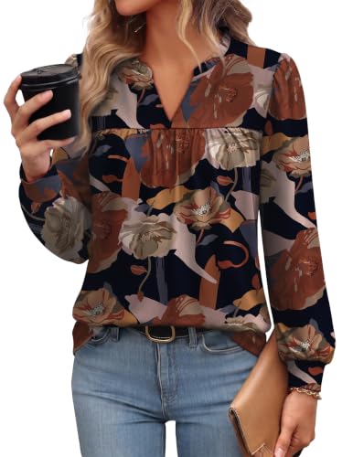 Ruffle V Neck Long Sleeve Blouses Deal