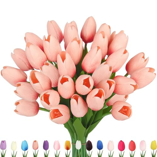 30pcs Real Touch Faux Tulips