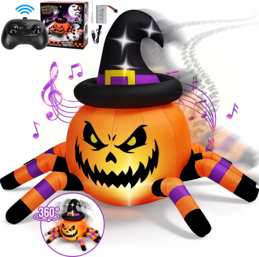 Firstness 2.4GHz Remote Control Car Halloween Inflatable Pumpkin Spider