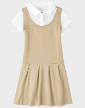 Girls Uniform Ponte Knit 2 In 1 Dress Deal