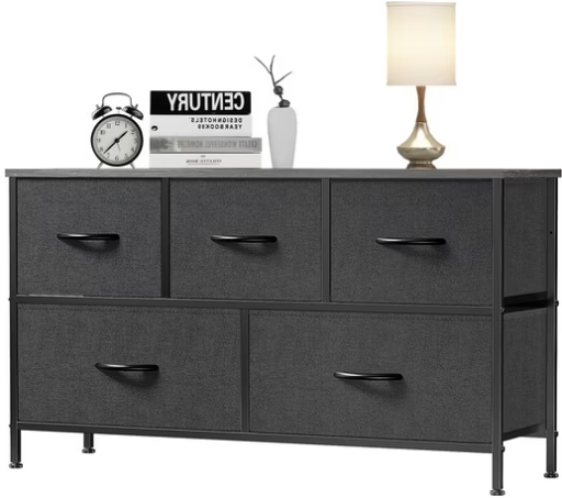 5-Drawer EDX Wide Chest Dresser with Wooden Top