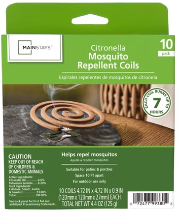 Mainstays Citronella Mosquito Repellent Coils 10-Pack Deal