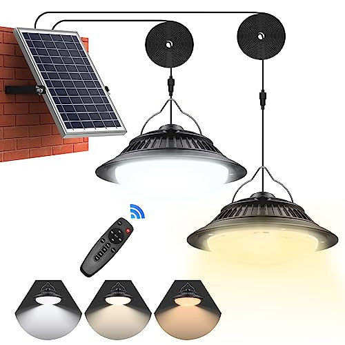 UPONUN Motion Sensor Solar Pendant Lights 2-Pack