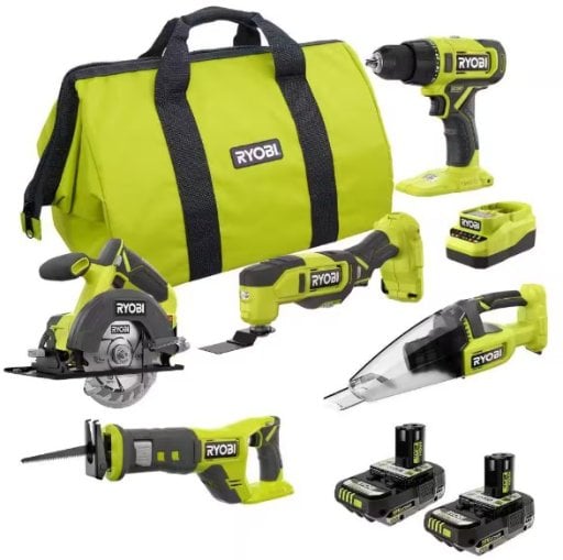 Ryobi ONE+ 18V Cordless 5-Tool Combo Kit with (2) 2 Ah Batteries Deal