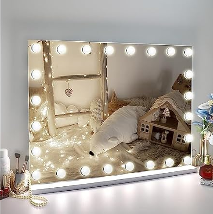 Despful Hollywood Lighted Vanity Mirror 31.5" x 23.6" w/ 24 Dimmable LED Bulbs & 10X Magnification Deal