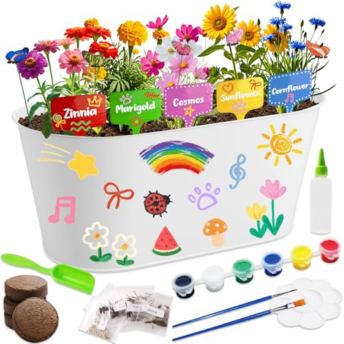 ROOTCRAFT Paint & Plant Kids Gardening Set with 5 Flower Seeds