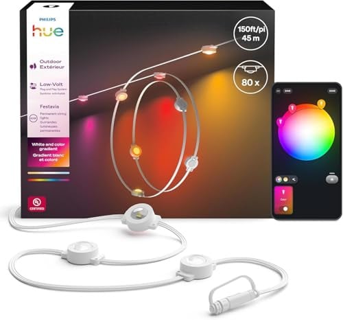 Philips Hue Festavia 150ft Permanent Outdoor String Lights, 80 Dimmable LED Lights Deal