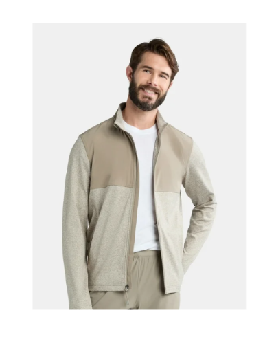 Athletic Works Men’s Mixed Media Zip Jacket (Taupe or Flagstone Heather)