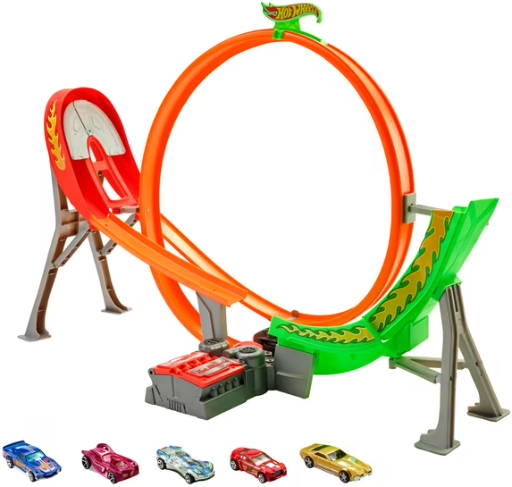 Hot Wheels Action Power Shift Motorized Raceway Track Playset with Booster & 5 Cars