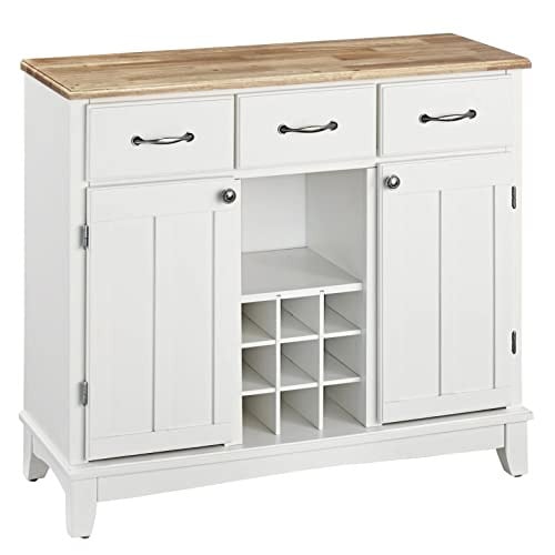 Homestyles Buffet of Buffets 42" Off-White Buffet Server w/ Natural Wood Top Deal