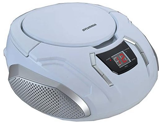 Sylvania Proscan Elite Portable CD Player Boombox with AM/FM Radio, White