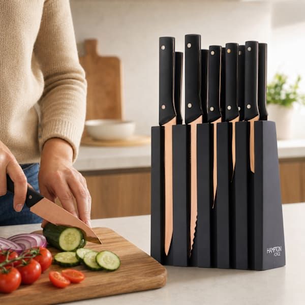 Hampton Forge 13-Piece Knight Copper Cutlery Block Set Deal