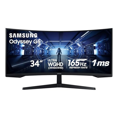 34" Samsung Odyssey G5 3440x1440p 165Hz VA 1000R Curved Ultrawide Monitor