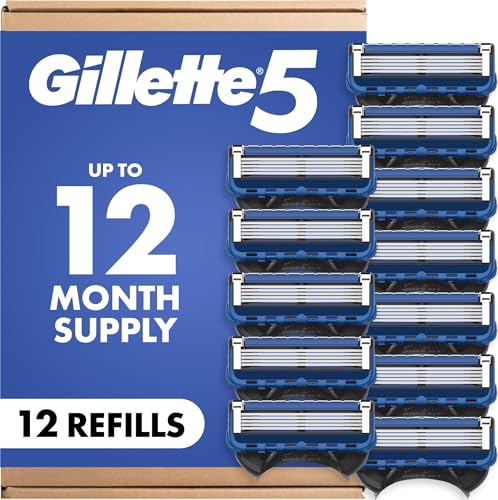 Gillette 5 Men's 5-Blade Razor Blade Refills, 12 Count Deal