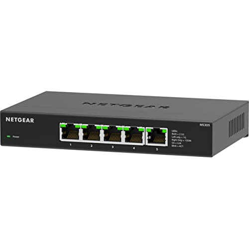 NETGEAR 5-Port Multi-Gigabit Ethernet Unmanaged Essentials Network Switch (MS305) with 5 x 1G/2.5G