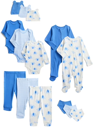 Wonder Nation Organic Cotton Baby Boy Layette Gift Set 14-Piece Deal
