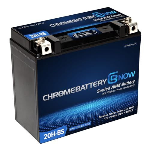 Chrome Battery YTX20H-BS Intelligent Bluetooth Enabled AGM Battery