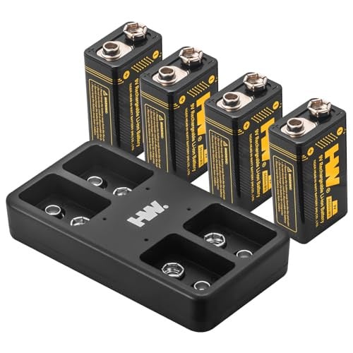 4-Pack HW 3600mWh Rechargeable 9 Volt Battery w/ Charger Deal
