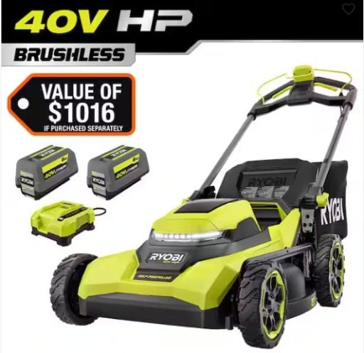 RYOBI 40V HP Brushless 21 in. Self-Propelled Lawn Mower with (2) 6.0 Ah Batteries Deal
