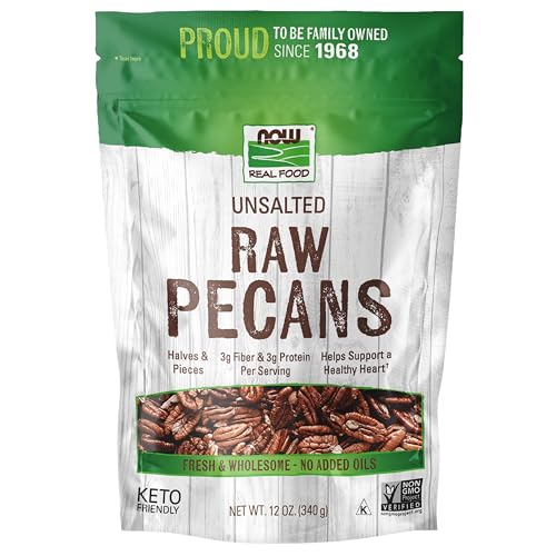 NOW Real Food Pecans, Raw and Unsalted, Halves and Pieces 12-Oz