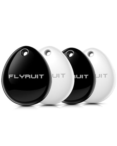 FLYRUIT Apple Find My Certified Tracker Tags for iPhone 4-Pack (2 Black, 2 White)