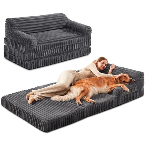 INVENHO Foldable Orthopedic Human Dog Bed w/ Egg-Crate Memory Foam & Washable Cover