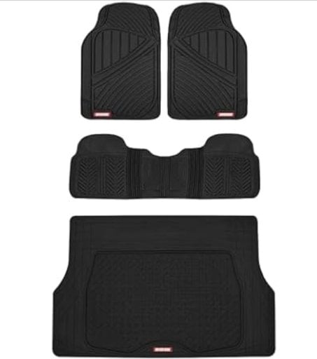 Motor Trend Full Set Front & Rear FlexTough Performance All Weather Rubber Car Mats w/ Cargo Liner (Black) Deal