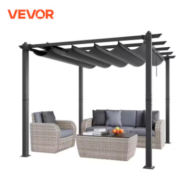 10' x 13' Vevor Aluminum Pergola w/ Retractable Canopy