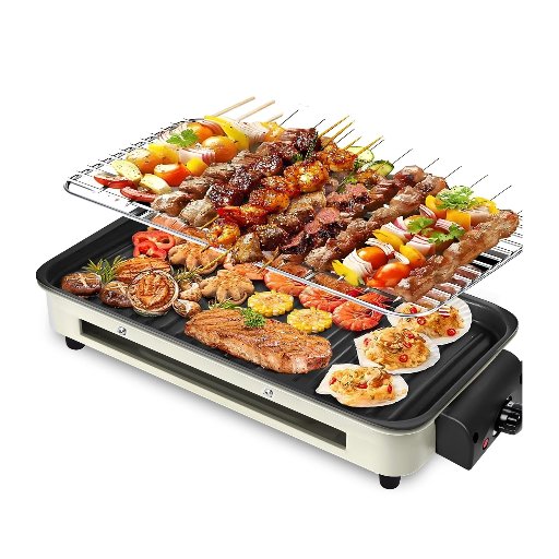 Casualife 1500W, 2 in 1 Indoor Smokeless Grill with Removable Non Stick Plate