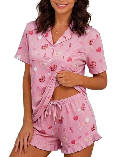 Marvmys Women's Short Sleeve Ruffle Pajama Sets Deal