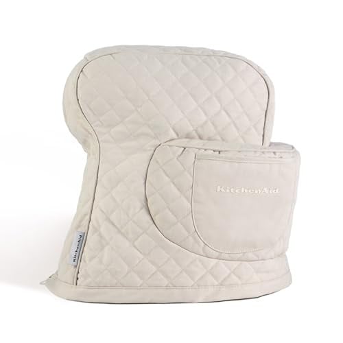 KITCHENAID Fitted Tilt-Head Stand Mixer Cover with Storage Pocket Quilted 100% Cotton 14.4"x18"x10" Milkshake