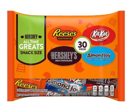 HERSHEY'S Assorted Chocolate Snack Size Variety Bag 30 Count