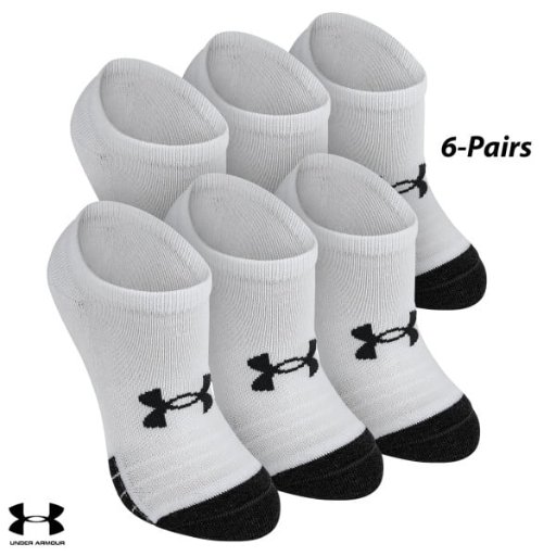 Youth Under Armour Performance Tech No Show Socks 6-Pairs (YL: 13.5K-4.5Y)