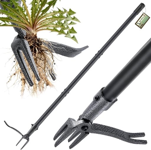 Stand-Up Weed Puller Tool w/Steel Long Handle & 4-Claw Steel Head Deal