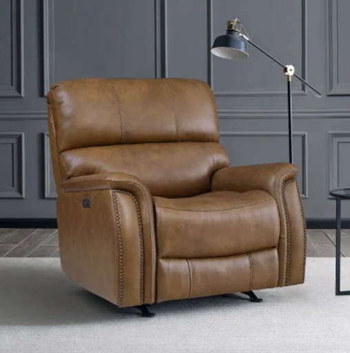 Barcalounger Presley Leather Power Rocker Recliner with Power Headrest