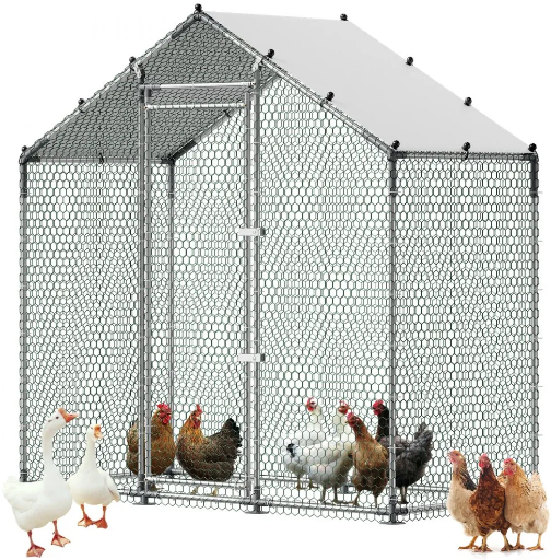 VEVOR 6.6 x 3.3 x 6.6 ft Walk-in Metal Chicken Coop w/ Waterproof Cover Deal