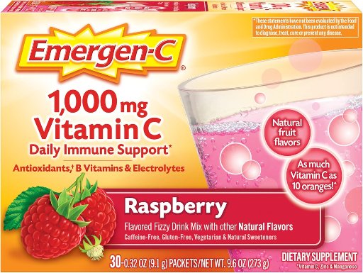 Emergen-C 1000mg Vitamin C Immune Support Powder (Raspberry) 30-Count