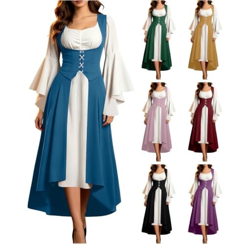 Renaissance Lace Up Corset Color Block Dress
