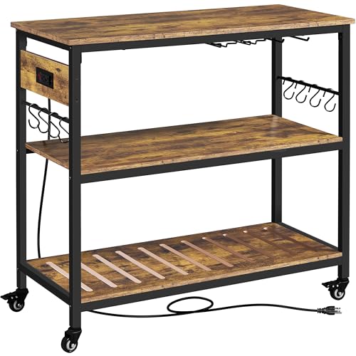 Yaheetech 40" Rolling Kitchen Island Cart w/ Power Outlets & Storage Deal