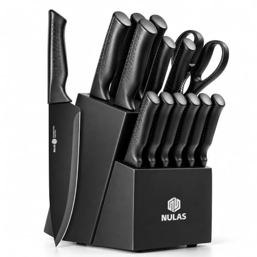 Nulas 15-Piece German Stainless Steel Knife Set with Block