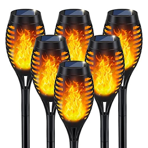 IkeeRuic Solar Torch Outdoor Lights w/ Flickering Flame 6-Pack Deal