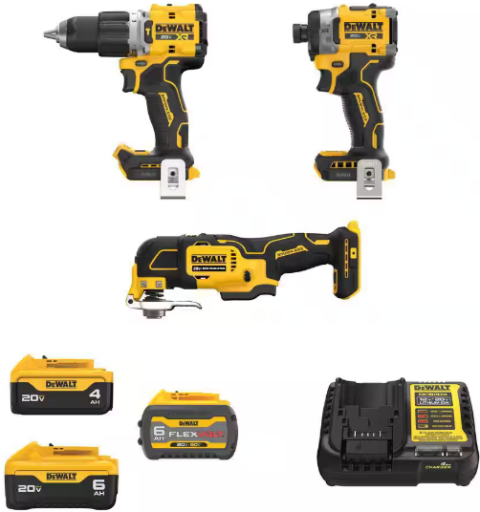 DEWALT 20V MAX 3-Tool Cordless Combo Kit with FLEXVOLT 6Ah Battery