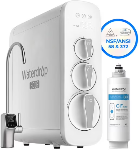 Waterdrop G3P600 8-Stage 2:1 600 GPD Tankless Reverse Osmosis System