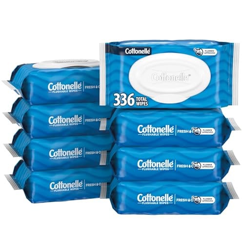 Cottonelle Fresh Feel Flushable Wet Wipes, 8 Flip-Top Packs, 42 Wipes Per Pack