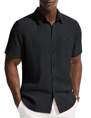 PJ Paul Jones Men's Linen Short Sleeve Button Down Tee Deal