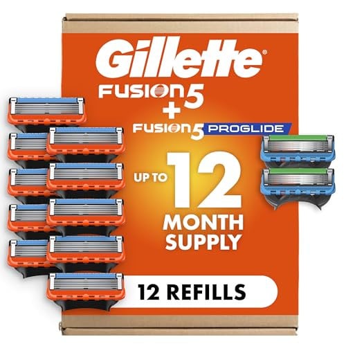 Gillette Fusion5 and ProGlide Men's Razor Blade Refills, 5-Blade Cartridges, Variety Pack, 12 Count Deal
