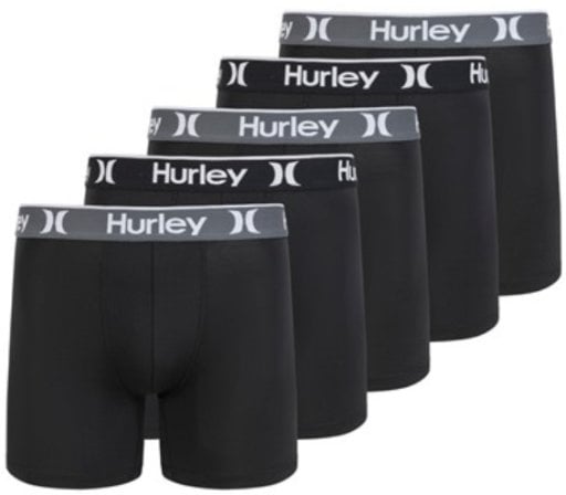 Hurley Men's Solid Boxer Briefs 5-Pack Deal