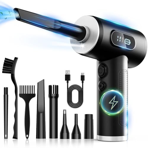 FRESMOL Electric Air Duster w/ 3 Speed Modes, LED Light & 8-Piece Cleaning Kit (Black) Deal