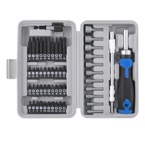 Apollo Tools 54-Piece Screwdriver & Nut Driver Bit Set, Blue/Gray DT 9025