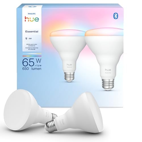 PHILIPS Hue Essential Smart LED BR30 65W Bulb 2-Pack